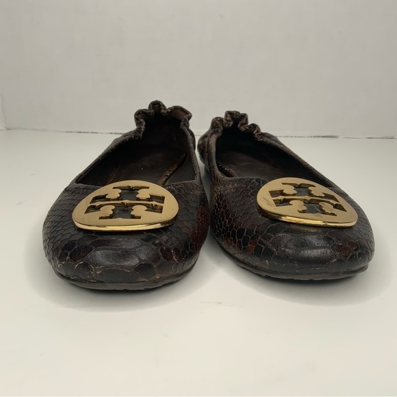 Tory Burch brown leather snakeskin flats.‎ - Picture 8 of 11